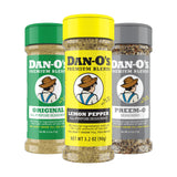 Dan-O’s Seasoning Variety Pack - 3 Bottle Set (Extra-Small) - Lemon Pepper, Original & Preem-O - All Purpose Spice Blends for Chicken, Seafood, Steak