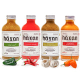 Haxan Ferments Hot Sauce Variety Pack - 4 Pack Gift Set (4 oz Each) - Tomatillo Poblano, Cherry Bomb, Serrano Roasted Garlic & Pumpkin Habanero