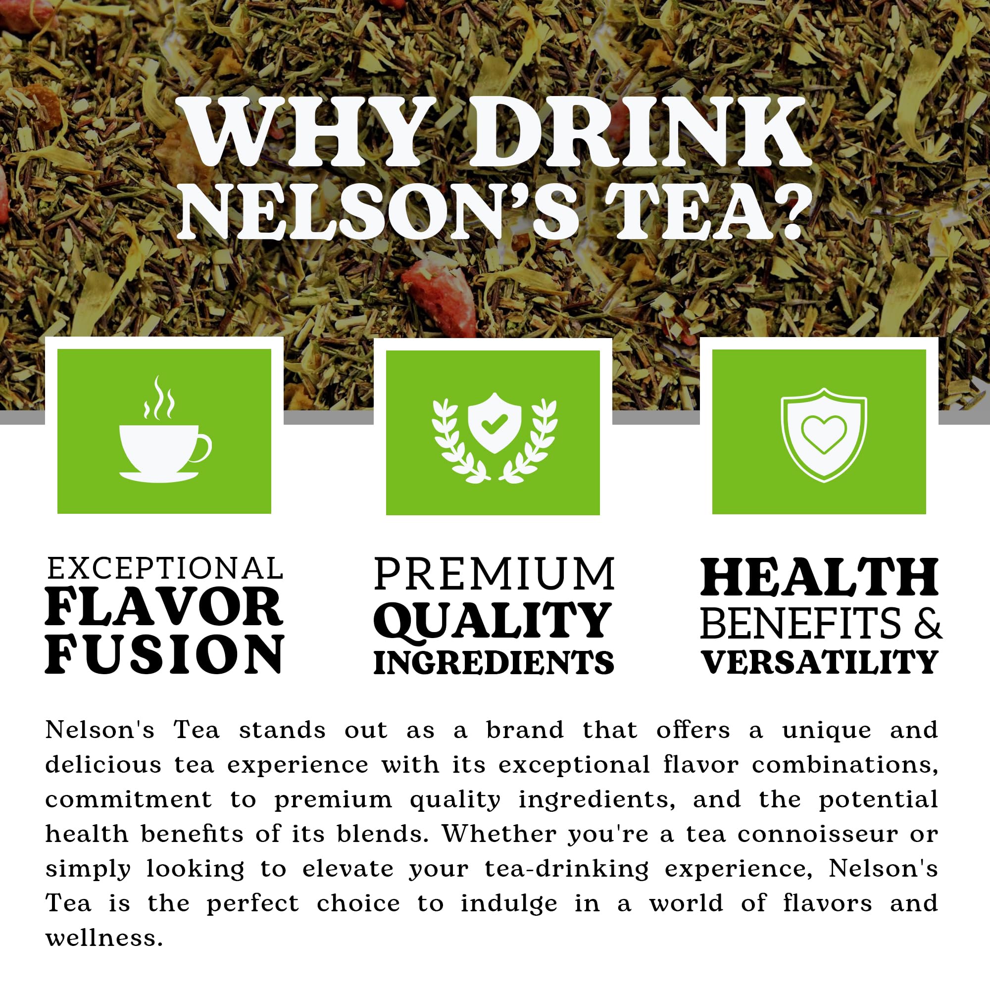 Nelson's Tea Strawberry Orange Peach - Caffeine Free Herbal Rooibos Loose Leaf Tea - Irresistable Blend of Green Rooibos, Orange Peel, Marigold