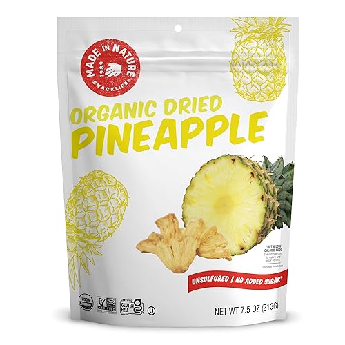 Made In Nature Organic Dried Pineapples, 7.5 Ounce (Pack of 1) - Vegan Snack, Non-GMO, Unsulfured, Gluten Free, Kosher