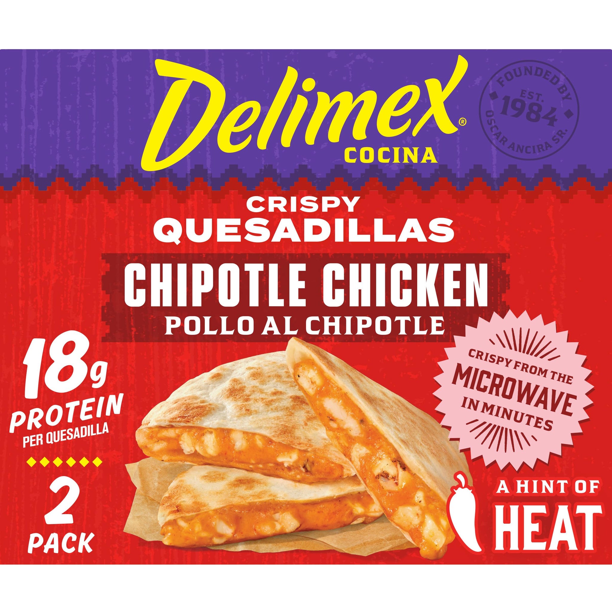 Delimex Chipotle Chicken Crispy Quesadillas, 8 oz box