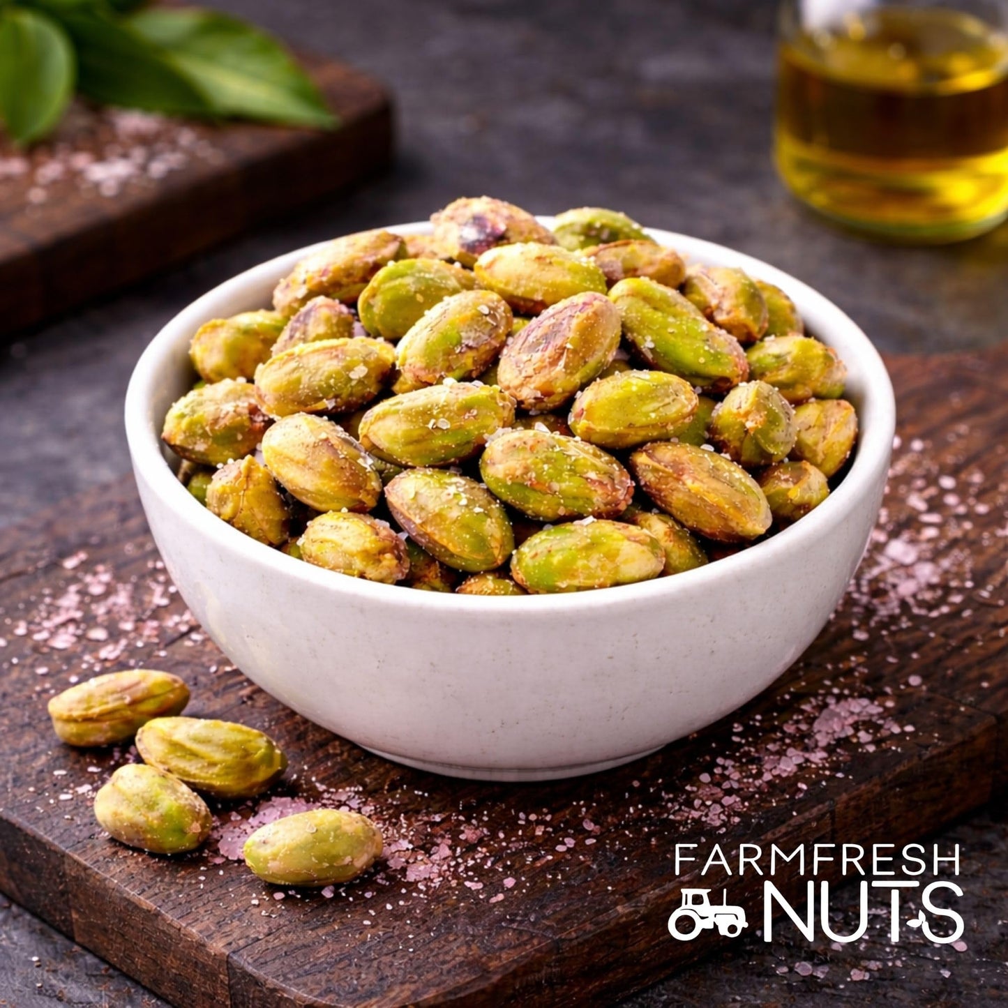 California Pistachio Kernels with Pink Himalayan Salt (2 Lbs) Shelled - Oven Roasted to Perfection in Small Batches - Farm Fresh Nuts Brand