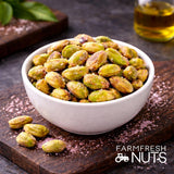 California Pistachio Kernels with Pink Himalayan Salt (2 Lbs) Shelled - Oven Roasted to Perfection in Small Batches - Farm Fresh Nuts Brand