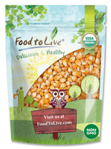 Food to Live Organic Yellow Popcorn, 3 pounds - Non-GMO Corn Kernels, 100% Whole Grain, No Additives, No Preservatives, Bulk. Theater-Quality Popcorn