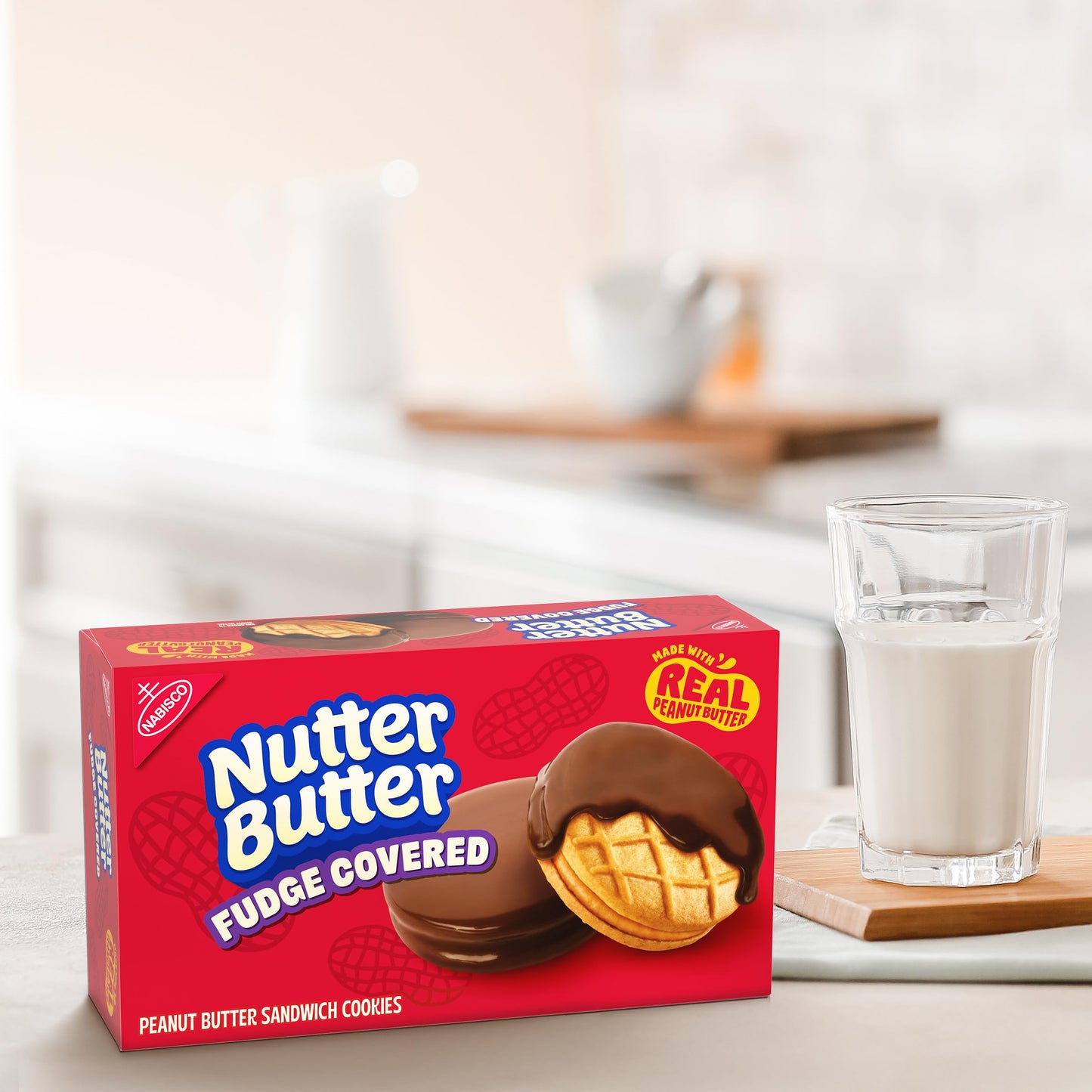 NUTTER BUTTER Fudge Covered Peanut Butter Sandwich Cookies, 7.9 oz