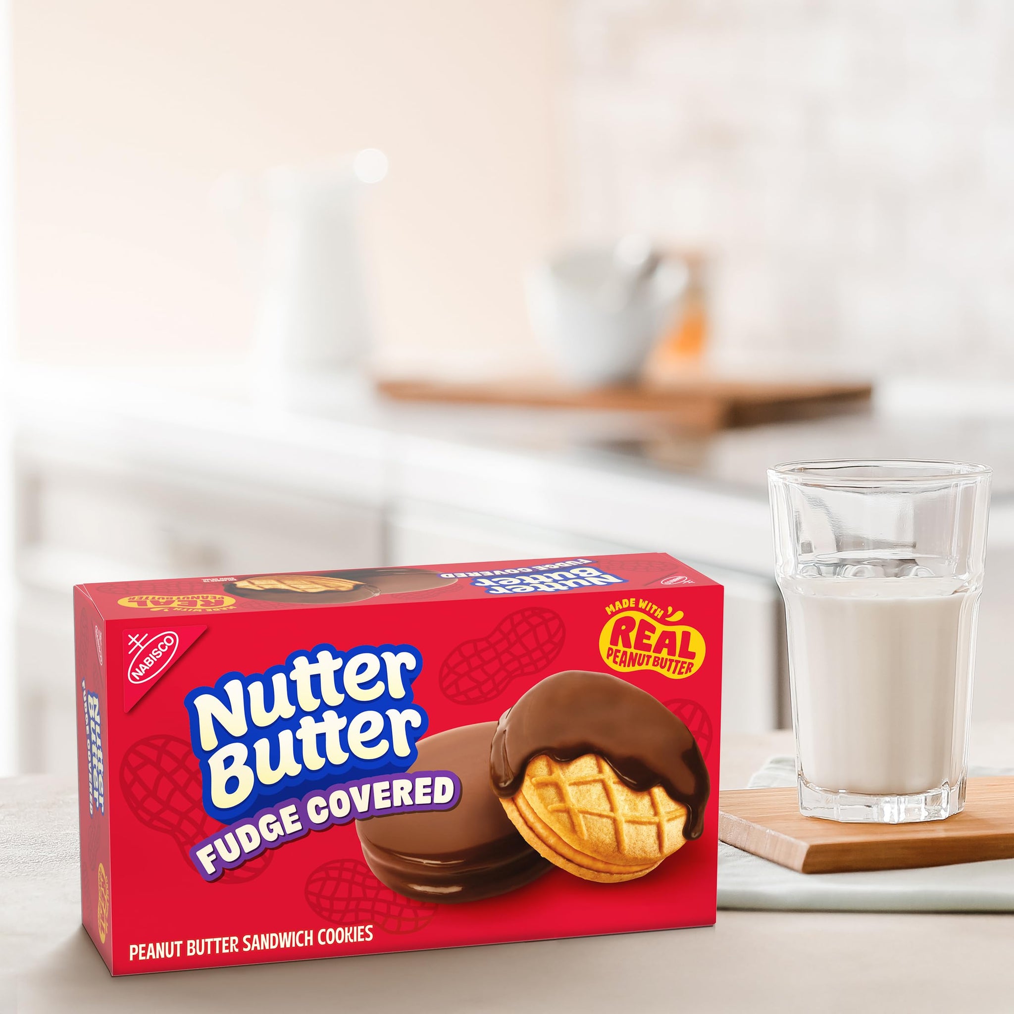 NUTTER BUTTER Fudge Covered Peanut Butter Sandwich Cookies, 7.9 oz