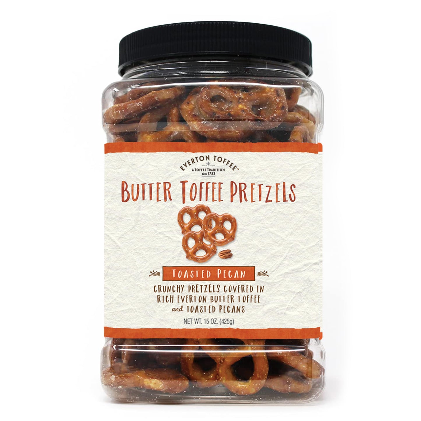 Everton Toffee Toasted Pecan Flavor Butter Toffee Pretzels, Sweet & Salty Gourmet Pretzel Snack, Small Batch Made & Handcrafted, Crunchy Dessert Treat