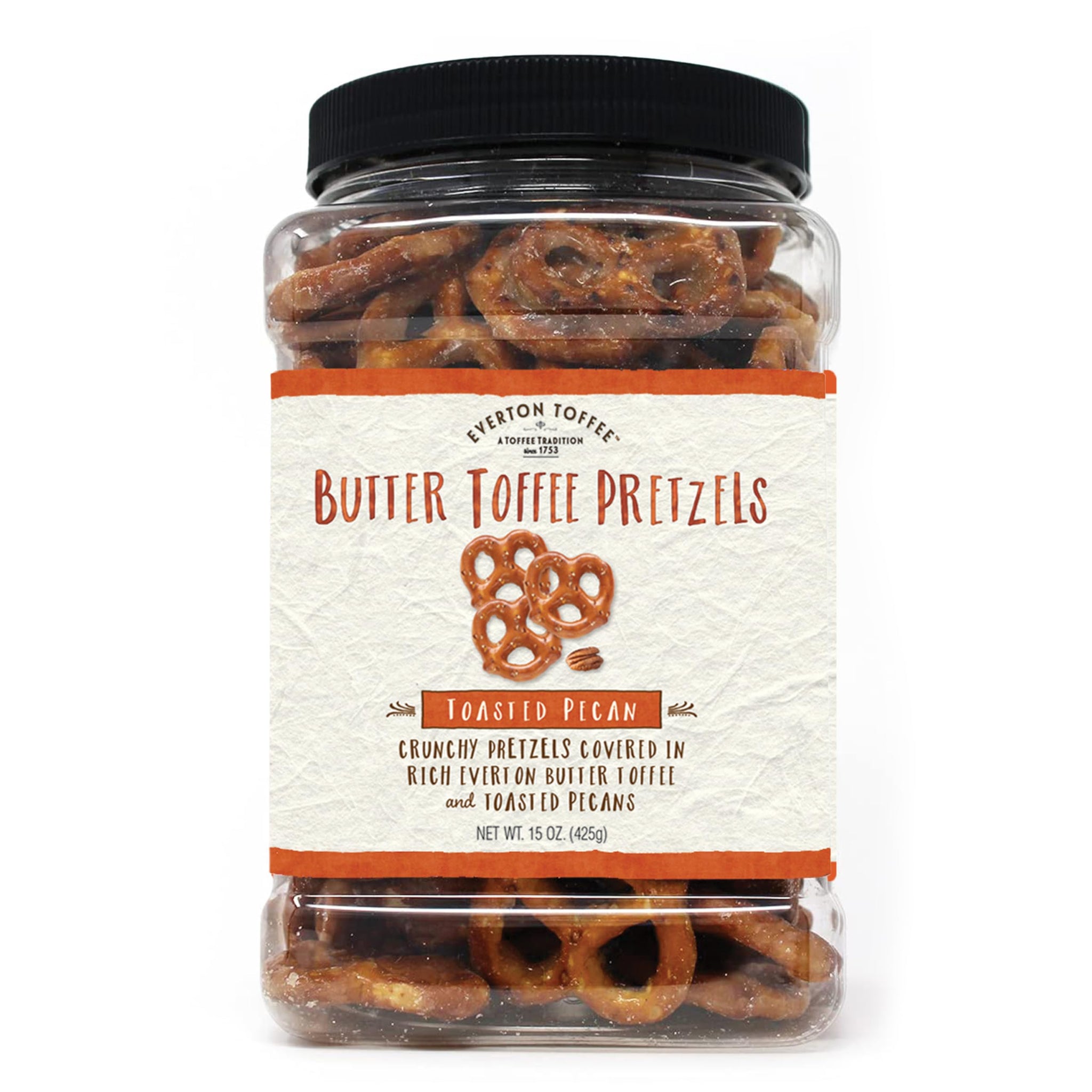 Everton Toffee Toasted Pecan Flavor Butter Toffee Pretzels, Sweet & Salty Gourmet Pretzel Snack, Small Batch Made & Handcrafted, Crunchy Dessert Treat