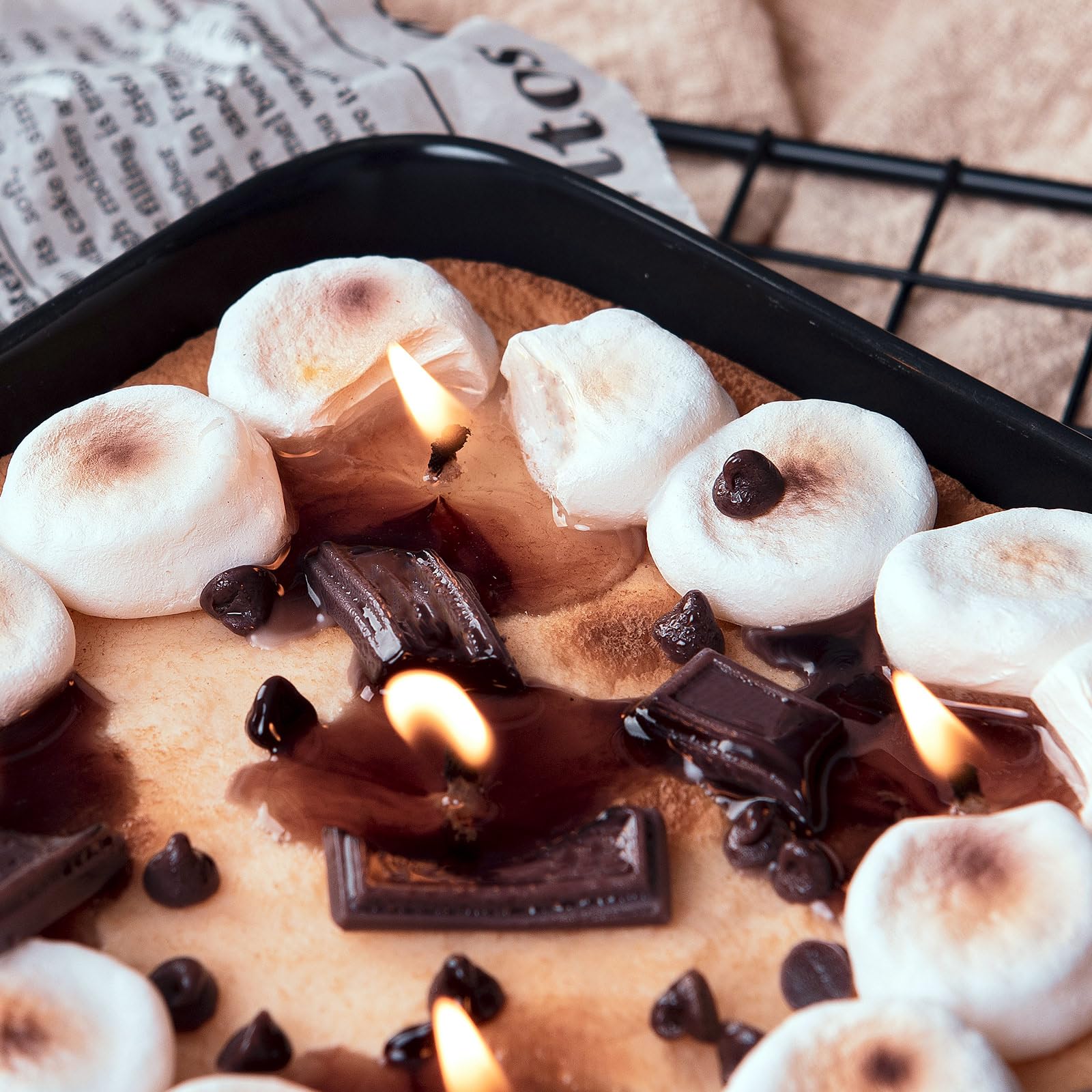 Skillet Cookie with Chocolate and Marshmallow Realistic Food Vegetable Wax Candle