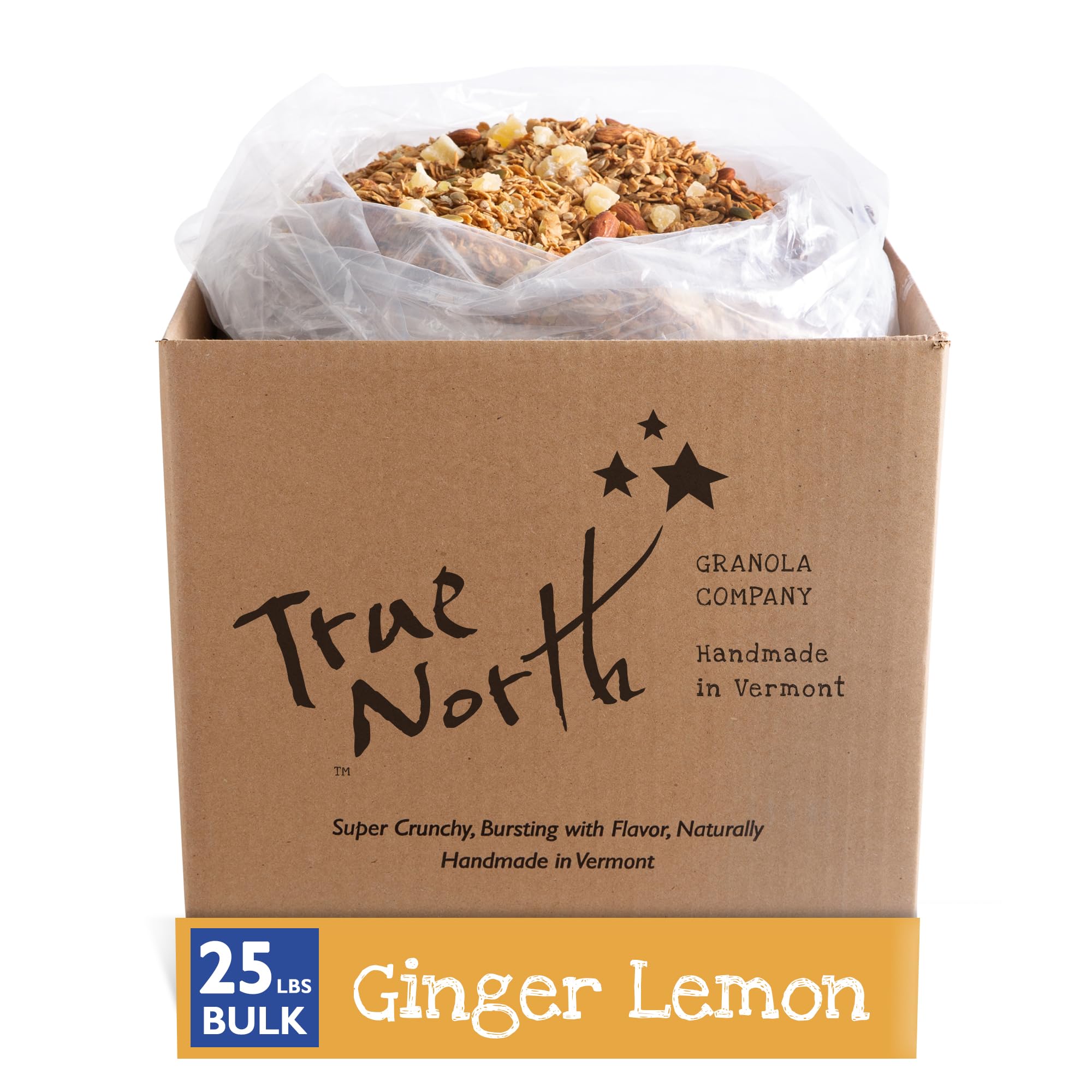True North Granola - Ginger Lemon Granola with Pineapple and Almonds, Gluten Free, Vegan, All Natural and Non-GMO, Bulk Bag 25 lb.