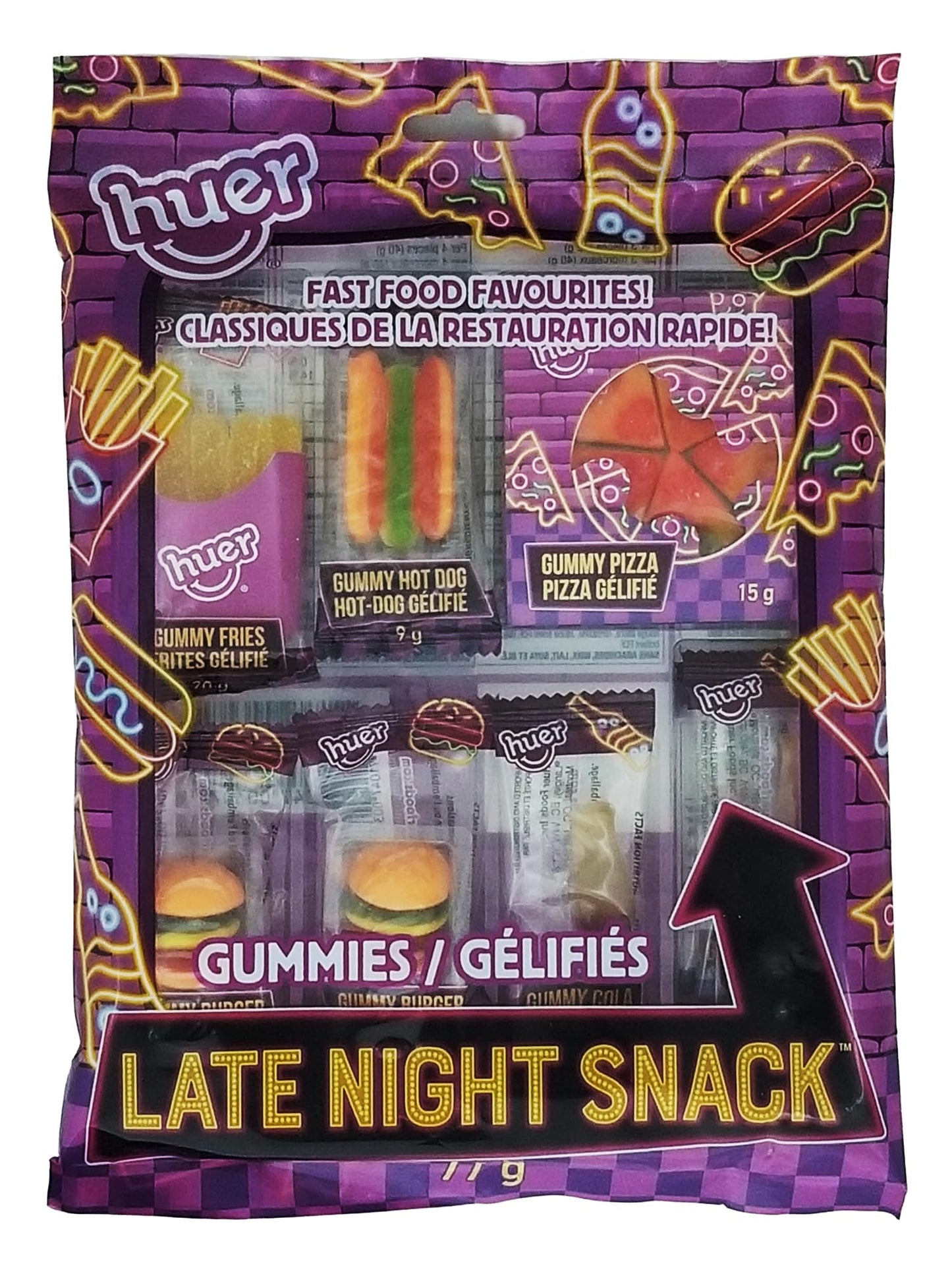 Huer Fast Food Favorites Gummies, Late Night Snack Gummy Candy - 77g/2.7 oz