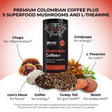 Inner Elevate Mushroom Coffee Superfood with 5 Adaptogenic Mushrooms - Upgraded Coffee Alternative with Half Caffeine - Arabica with Lion's Mane