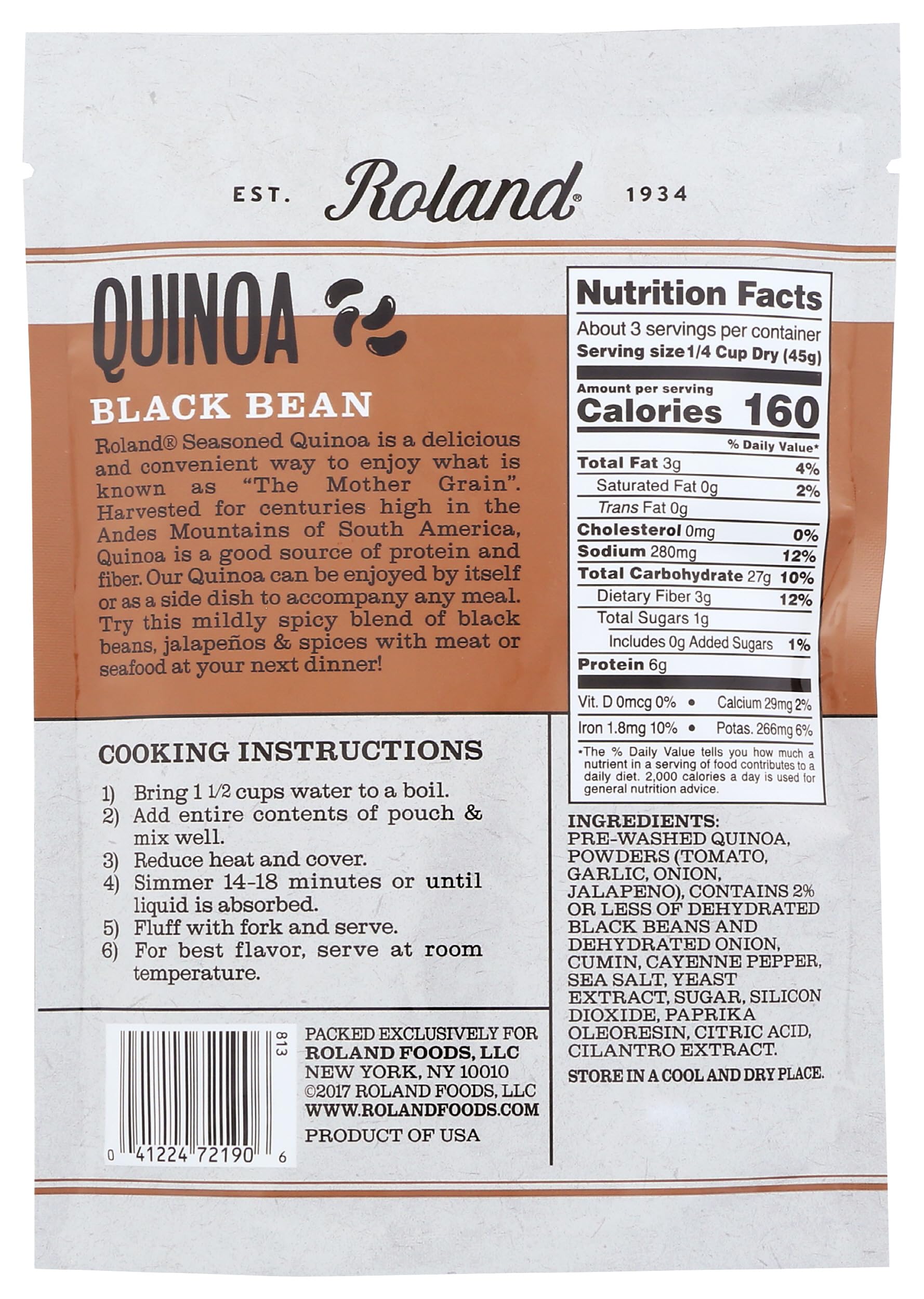 Roland Black Bean Quinoa, 5.46 oz