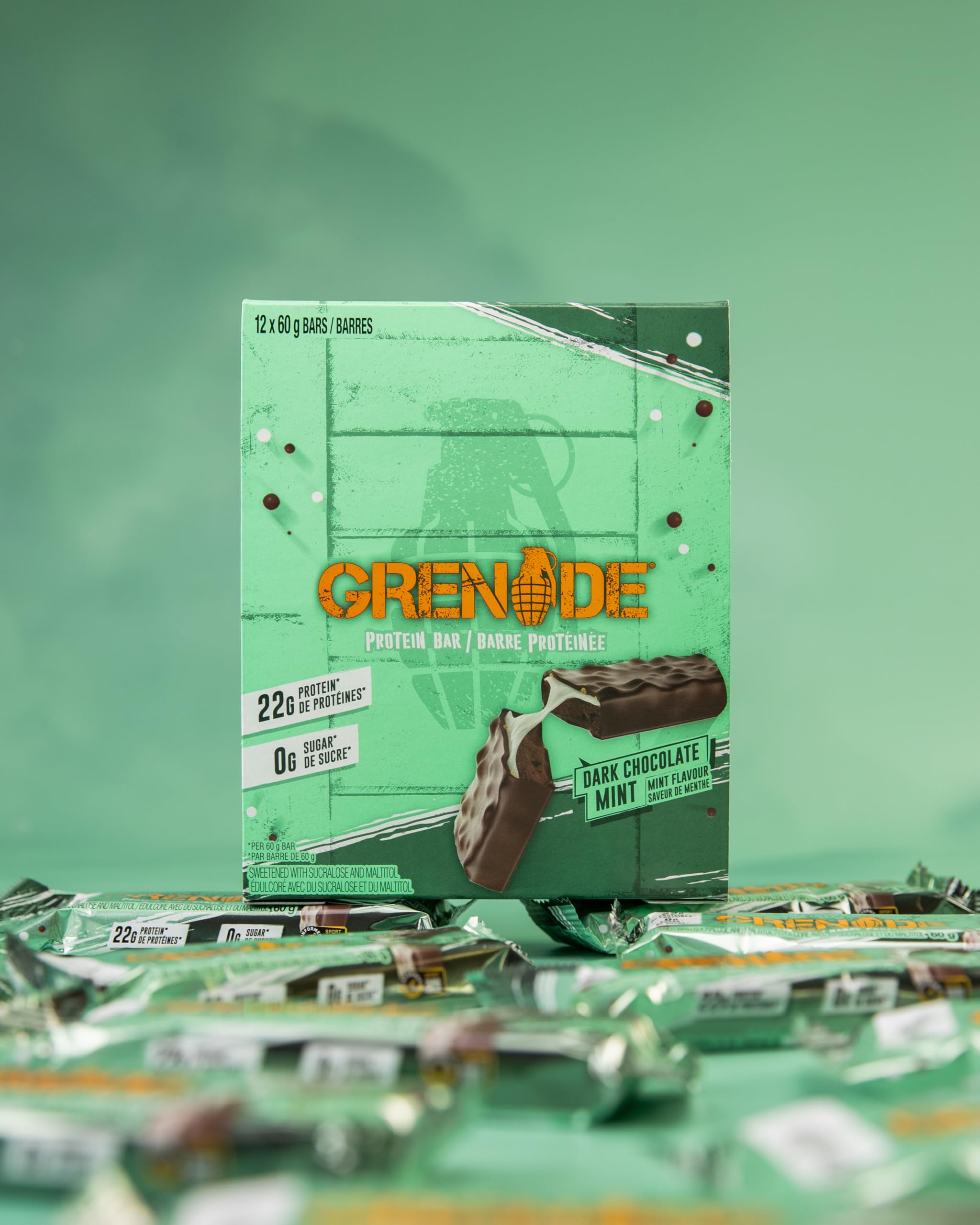 Grenade Low Sugar Protein Bars 12-Pack - Dark Chocolate Mint