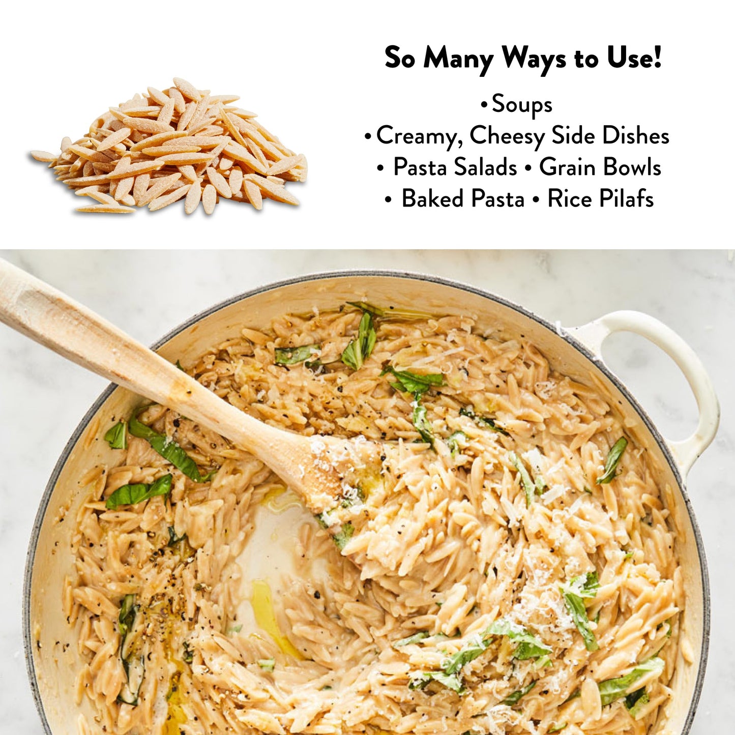 DeLallo Whole Wheat Orzo Pasta, 1 Pound Bag, Organic, Made with Only 100% Durum Wheat Flour, Made in Italy, Bronze Cut, Kosher, Non-GMO, All Natural