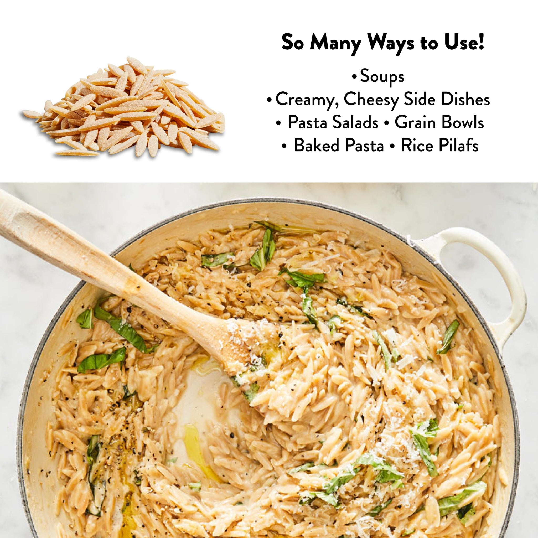 DeLallo Whole Wheat Orzo Pasta, 1 Pound Bag, Organic, Made with Only 100% Durum Wheat Flour, Made in Italy, Bronze Cut, Kosher, Non-GMO, All Natural