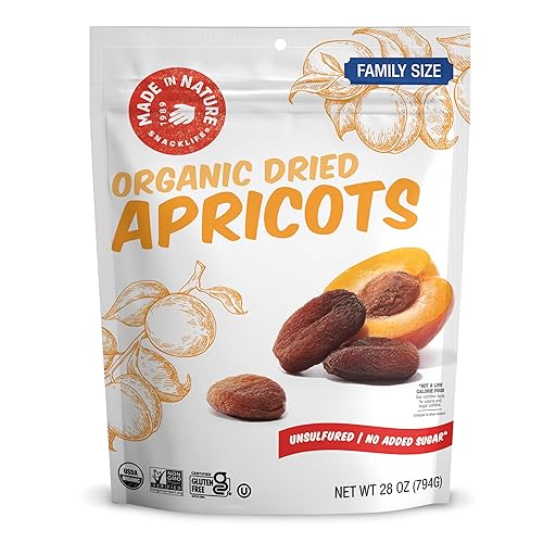 Made in Nature Organic Dried Apricots, 28oz (Pack of 1), Non-GMO Vegan Dried Fruit Snack
