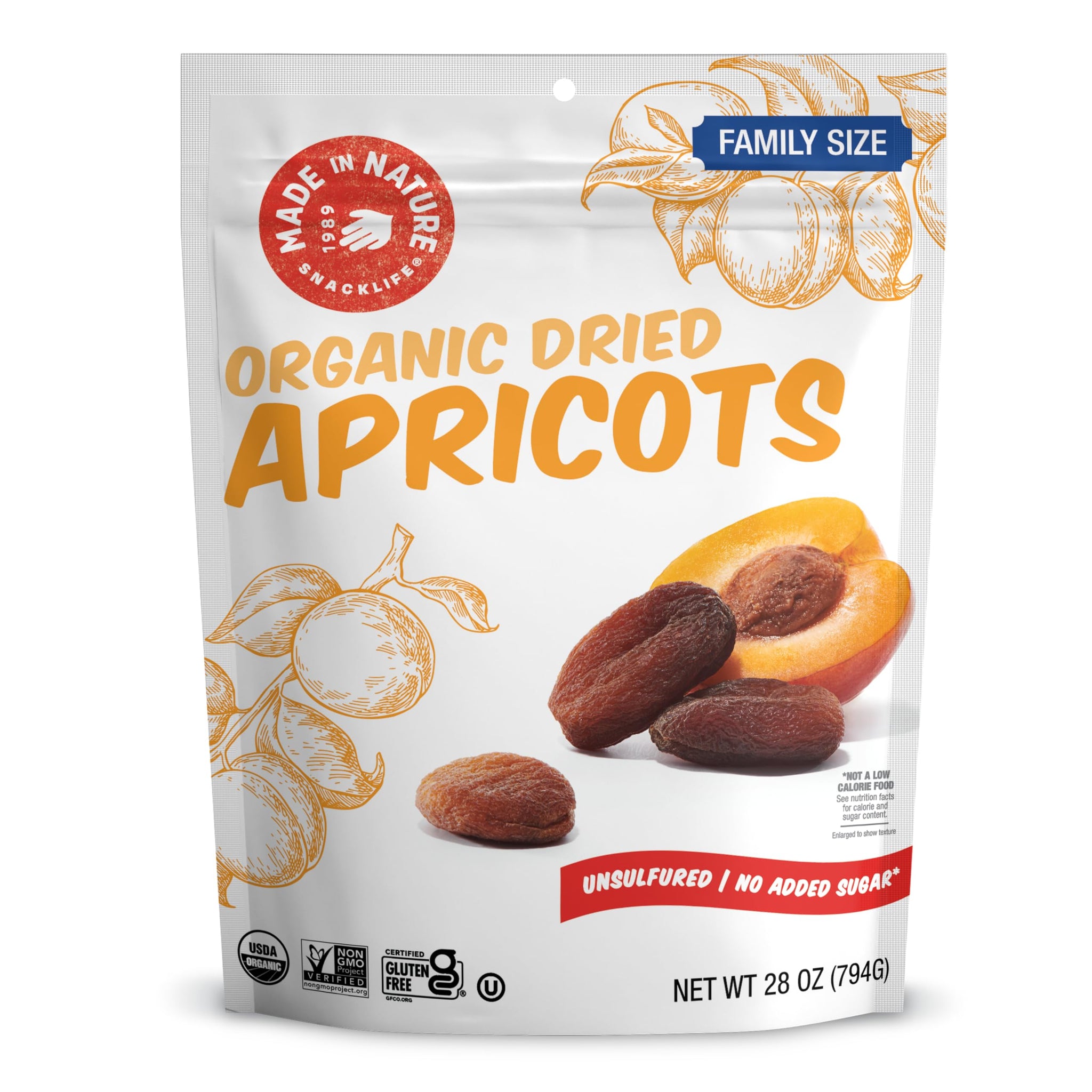 Made in Nature Organic Dried Apricots, 28oz (Pack of 1), Non-GMO Vegan Dried Fruit Snack
