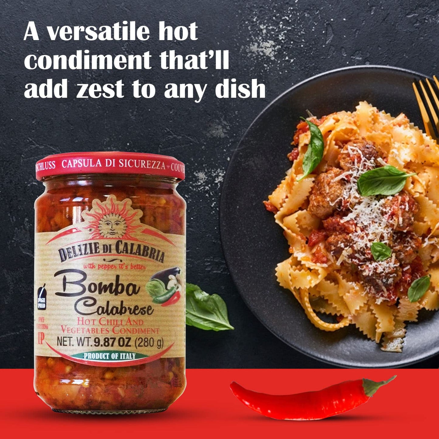 Bomba Calabrese Italian Hot Sauce Spread 9.87 oz - Pack of 2