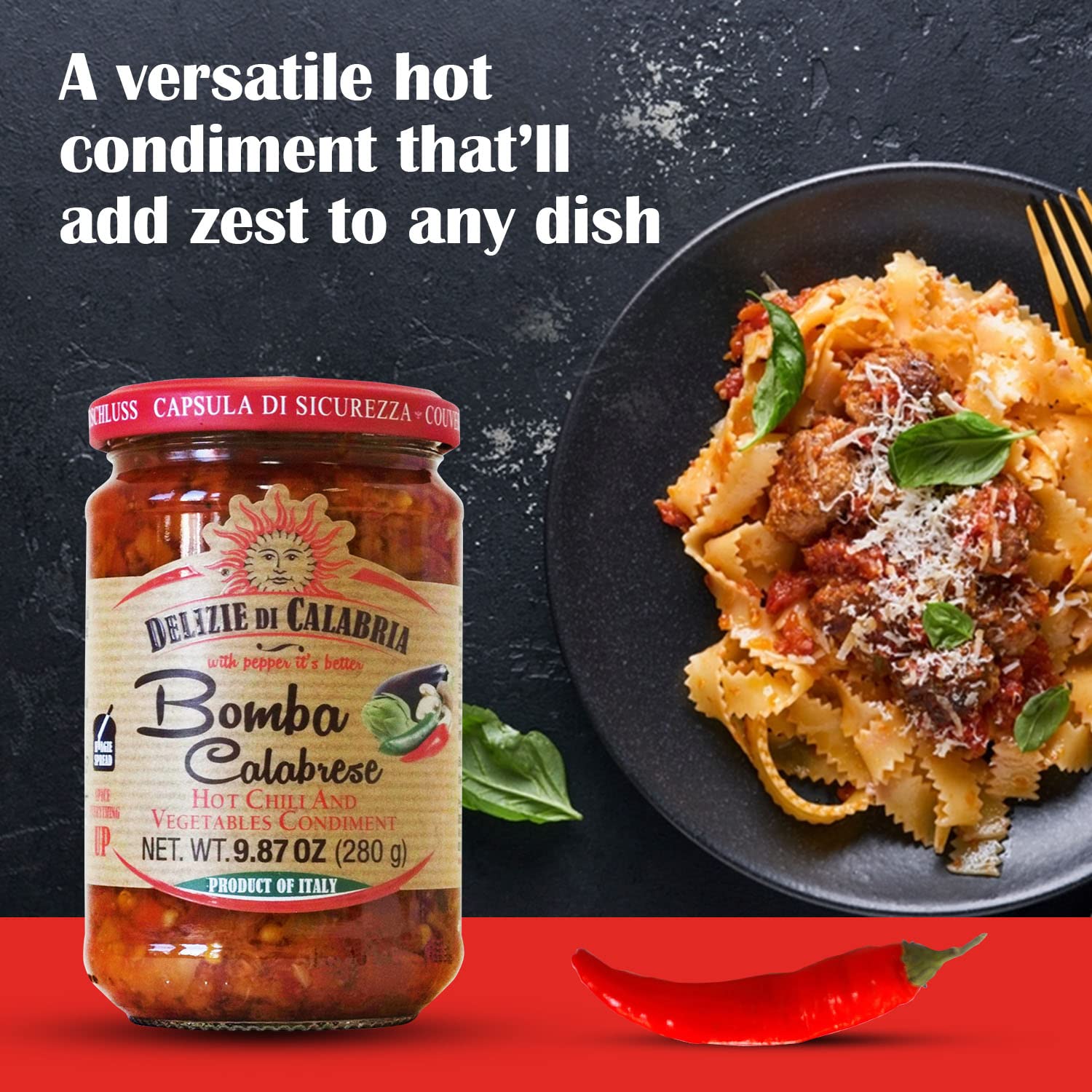 Bomba Calabrese Italian Hot Sauce Spread 9.87 oz - Pack of 2