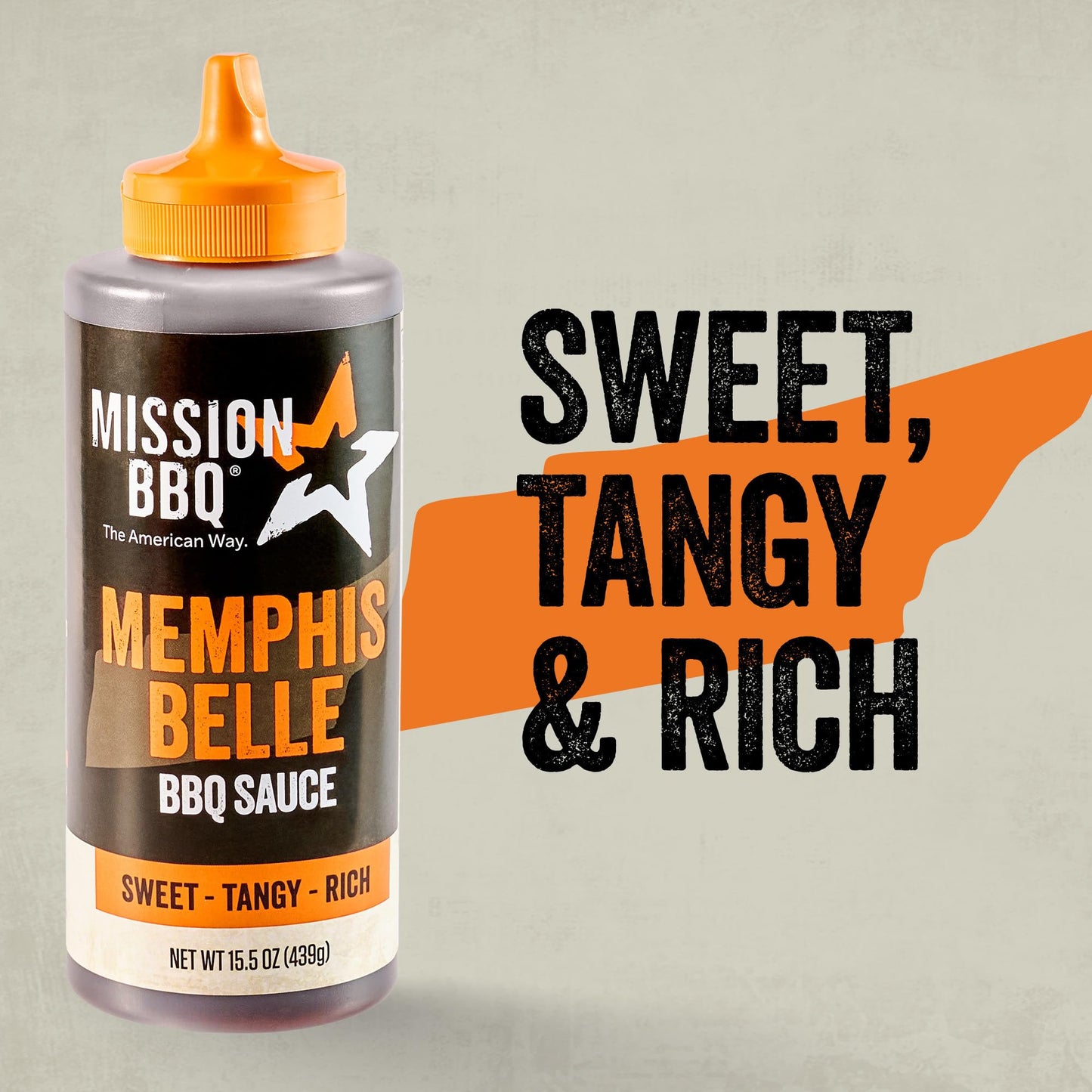 MISSION BBQ BBQ Sauce, Memphis Belle, A Memphis Style Barbecue Sauce That Is Perfect For Adding A Sweet, Tangy, Smoky Flavor to Chicken, Brisket, Ribs