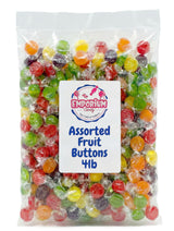 Assorted Fruit Buttons Candy - 4 lb Bulk Bag of Individually Wrapped Cherry Orange Lemon Lime Grape Retro Sweet Treats