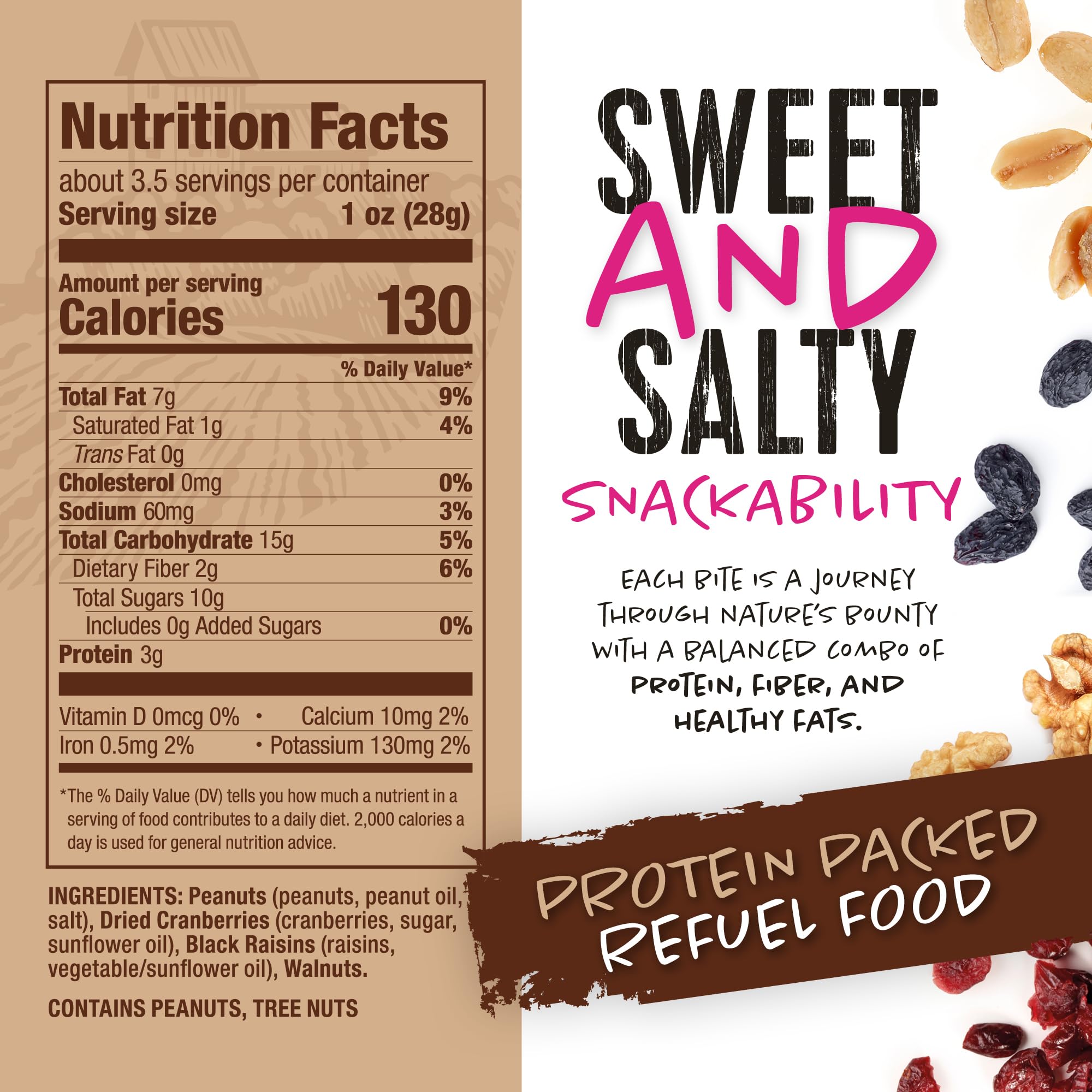 Natural Cravings Trail Mix Snack Packs - Individual 3.5 oz Bags of Trail mix - Omega 3 Dried Fruit Mix & Assorted Nuts Mix with Dry Cranberries