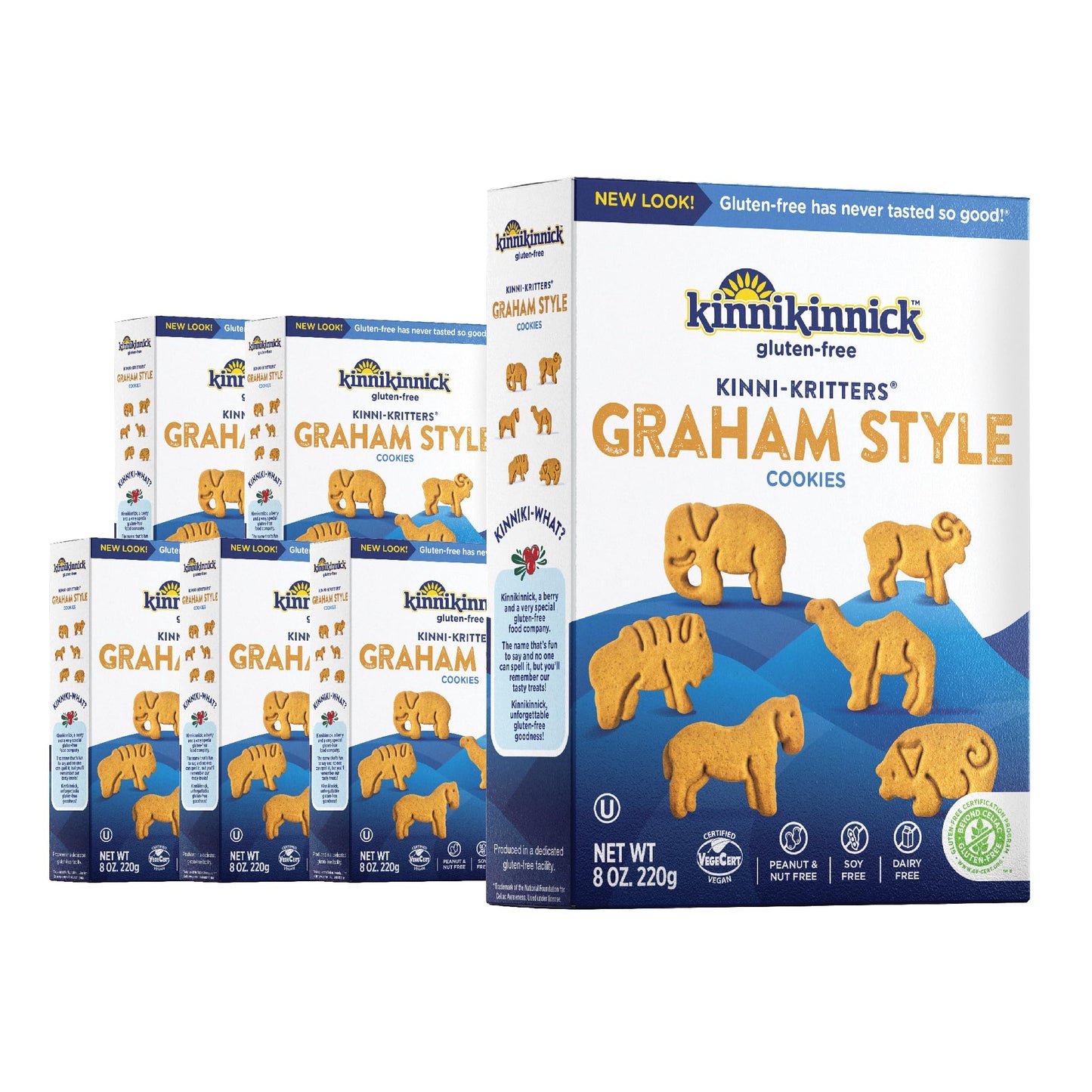 Kinnikinnick Gluten Free KinniKritters Graham Style Animal Cookies, 8 oz Box (Pack of 6) Allergy Friendly, Vegan, Kosher