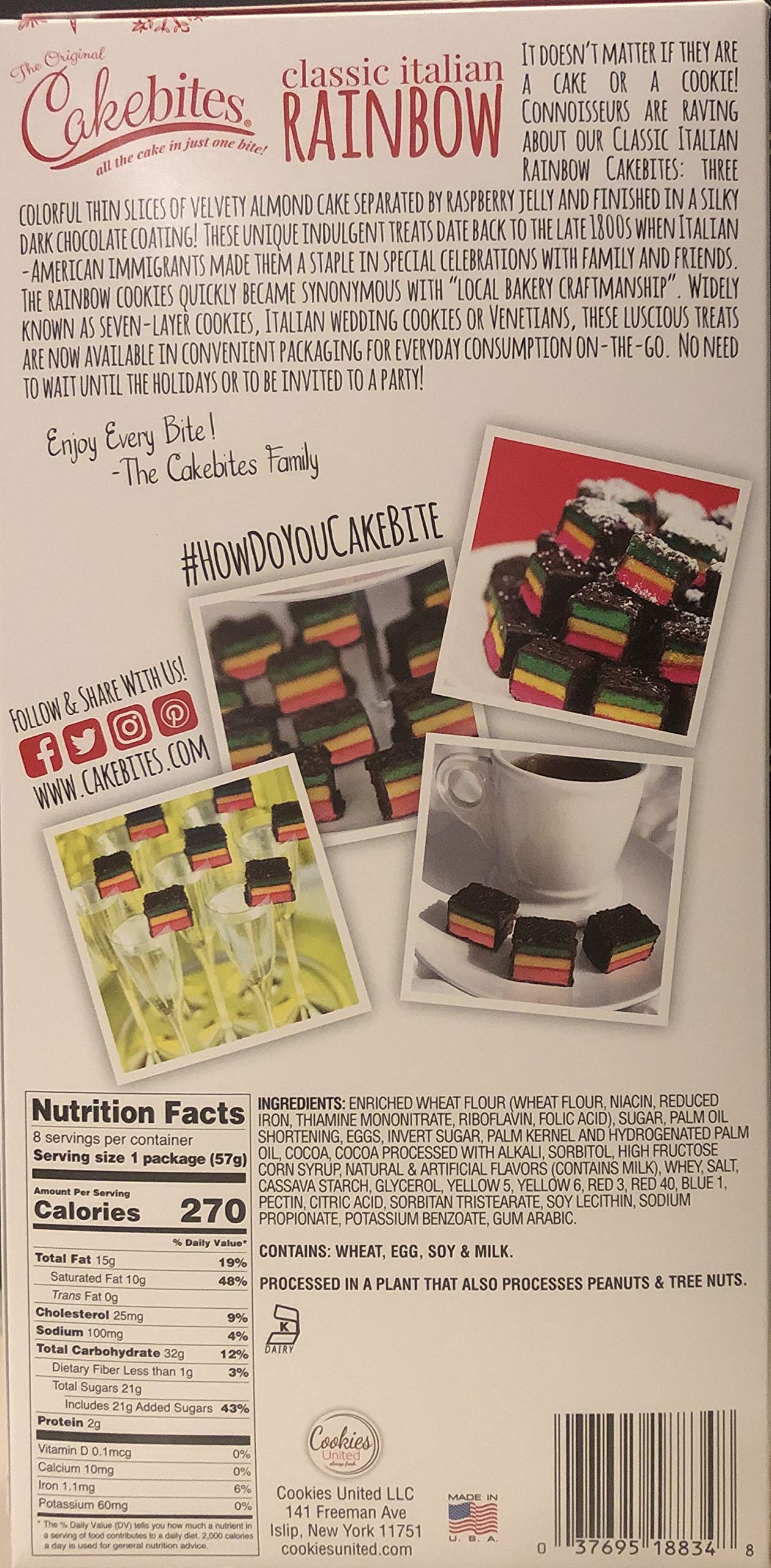 The Original Cakebites Classic Italian Rainbow | 8 Grab & Go Packs