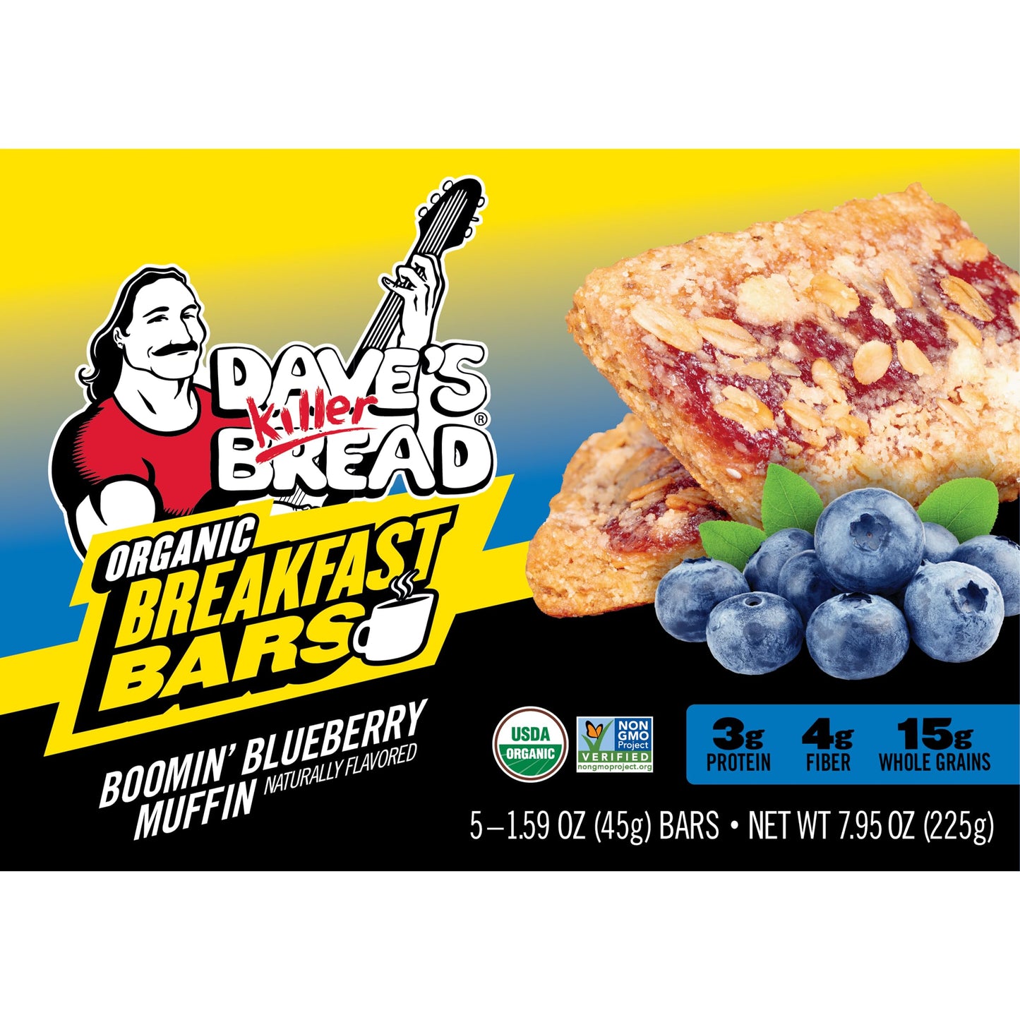 Dave's Killer Bread Blueberry, Apple & Strawberry BREAKFAST BARS, 5 CT (Variety Pack)