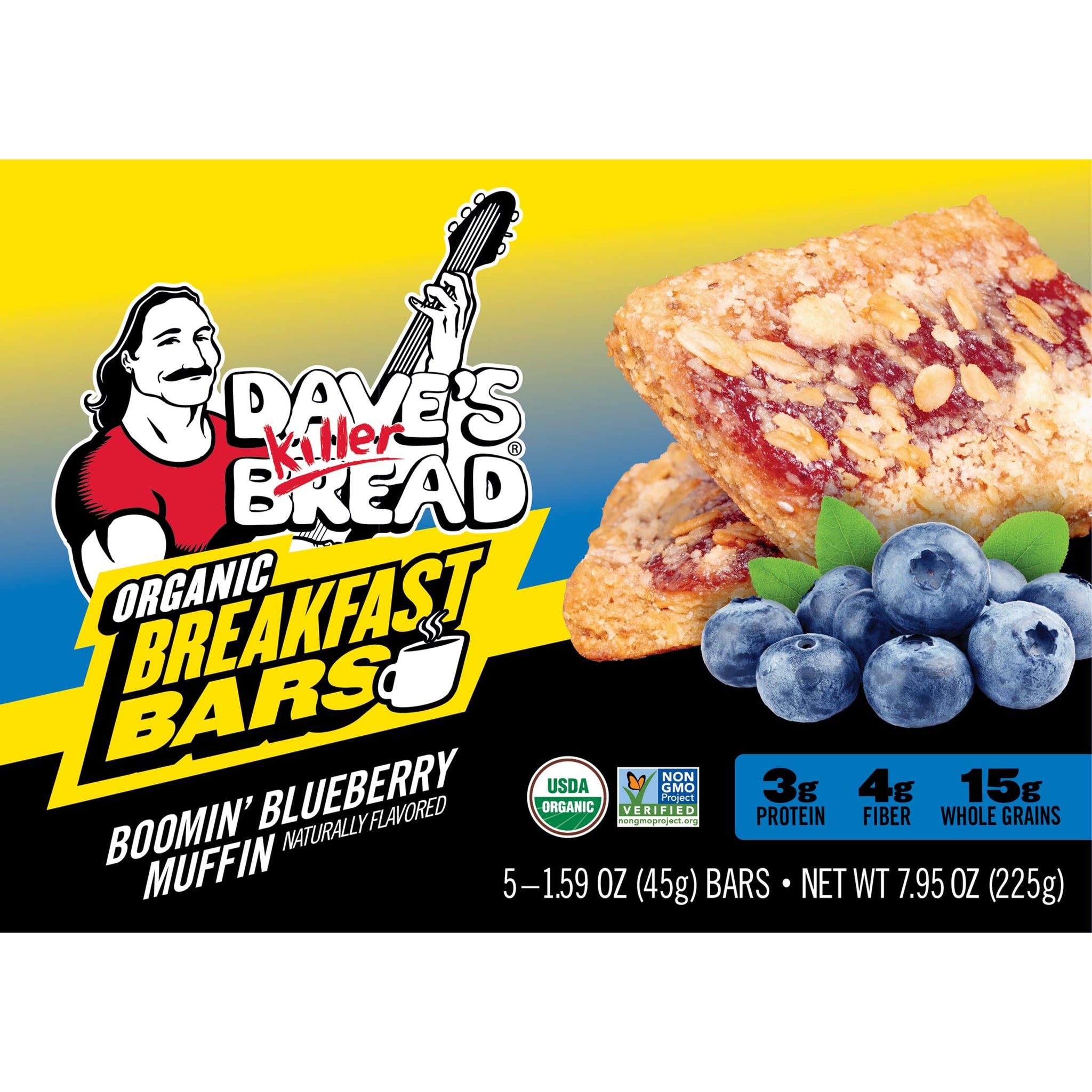 Dave's Killer Bread Blueberry, Apple & Strawberry BREAKFAST BARS, 5 CT (Variety Pack)