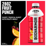 BODYARMOR ZERO Sugar Fruit Punch Electrolyte Drink, Natural Flavors, 28 Fl Oz Bottles (15 Pack), B Vitamins & Antioxidants Sugar Free Hydration