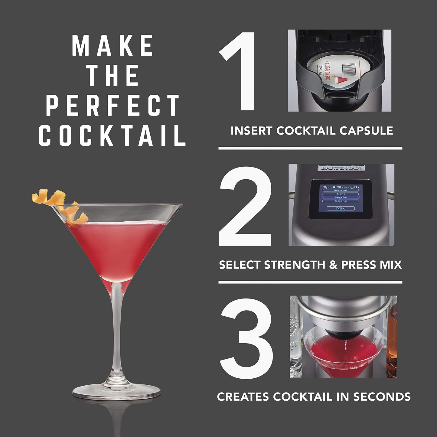 Bartesian Long Island Iced Tea Cocktail Mixer Capsules for Cocktail Machine - Home Bar Mixology Cocktails Mix Pod Capsule Set To Use With the
