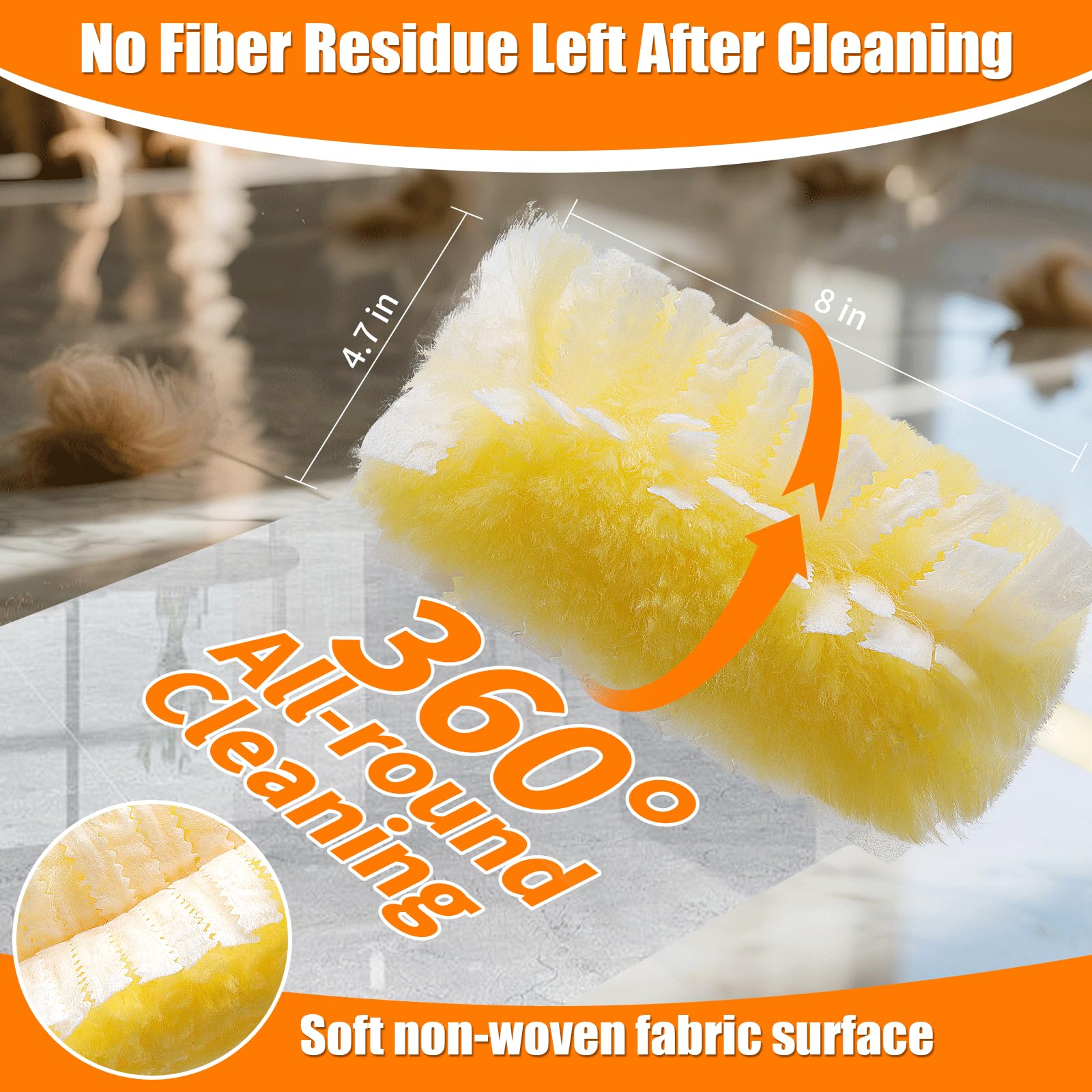 Senowi 40 Count 360° Heavy Duty 2 Sided Duster Refills Compatible with Swiffer, Large Size-Extra Thick Disposable Electrostatic Feather Duster Refill