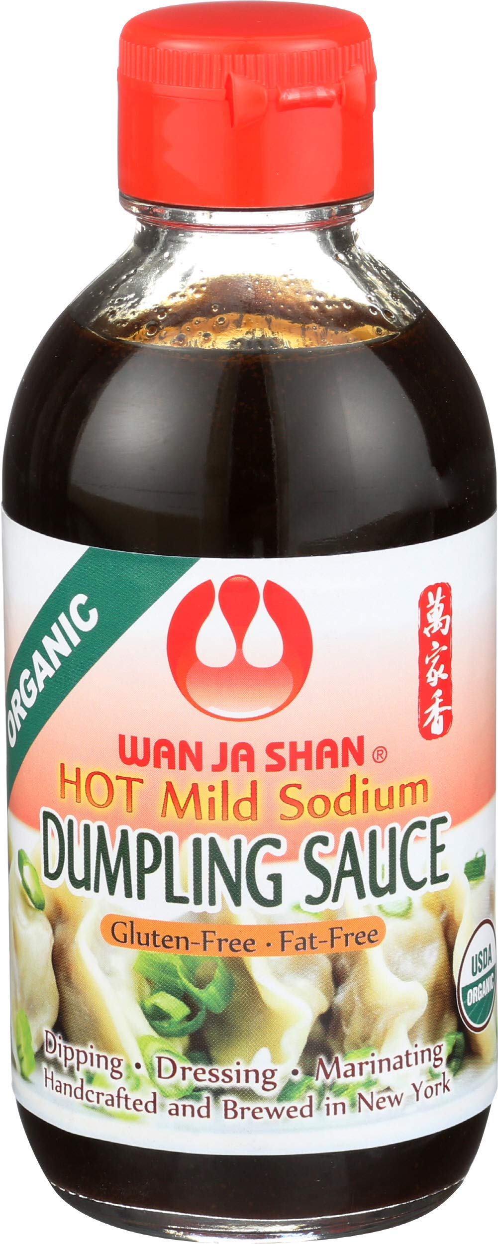 Wan Ja Shan Organic Dumpling Sauce USDA Organic, MILD SODIUM, GLUTEN FREE 6.7oz Hot.