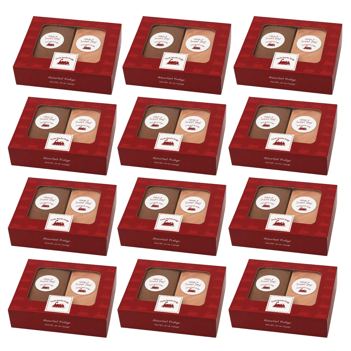 Uncle Butch's Fudge Custom Gift Box - Pick 2 of 70+ Flavors, 16oz (12 Pack)