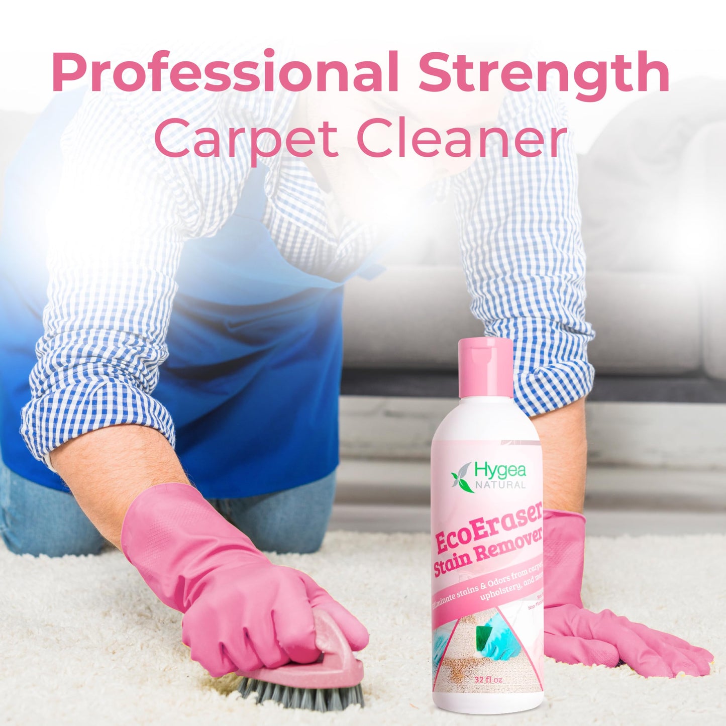Hygea Natural EcoEraser - Enzyme Cleaner for Pet, Cat, & Dog Urine & Stains - Strong Stain & Odor Liquid Remover Deodorizing Spot Cleaner - Also