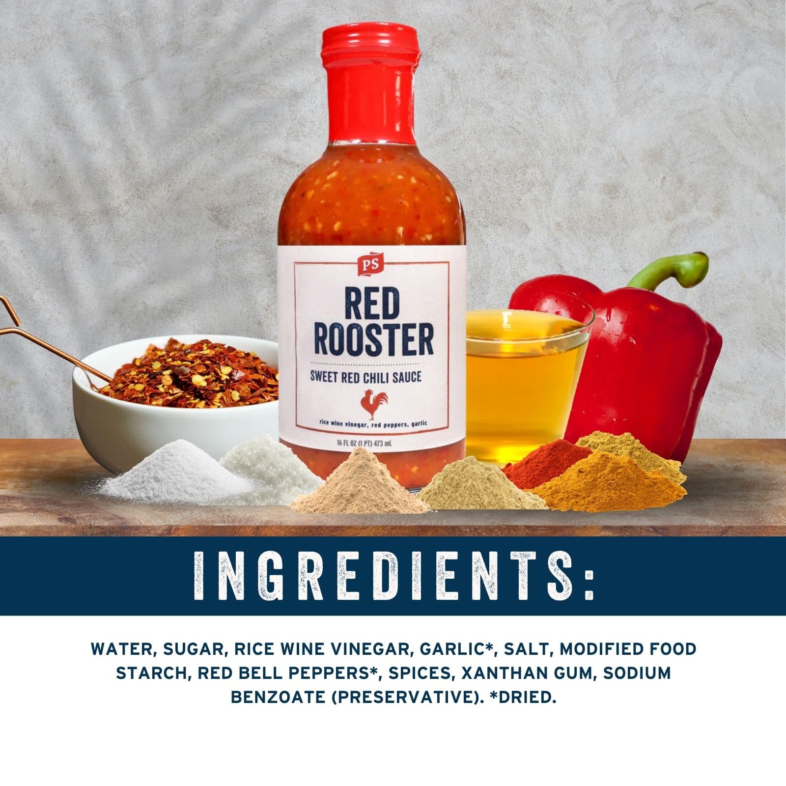 PS Seasoning Red Rooster - Thai Chili Sauce, All-Purpose Thai Chili Sauce for Dipping, Glazing & Cooking - Spicy Flavors for Stir Fry, Pho, Wings