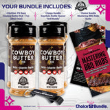 Pit Boss Cowboy Butter Premium Barbecue Mixed Seasoning Spice & Rub 4 pk Choice Bundle (28 oz) + Guide & Keychain Bottle Opener (6 Items)!