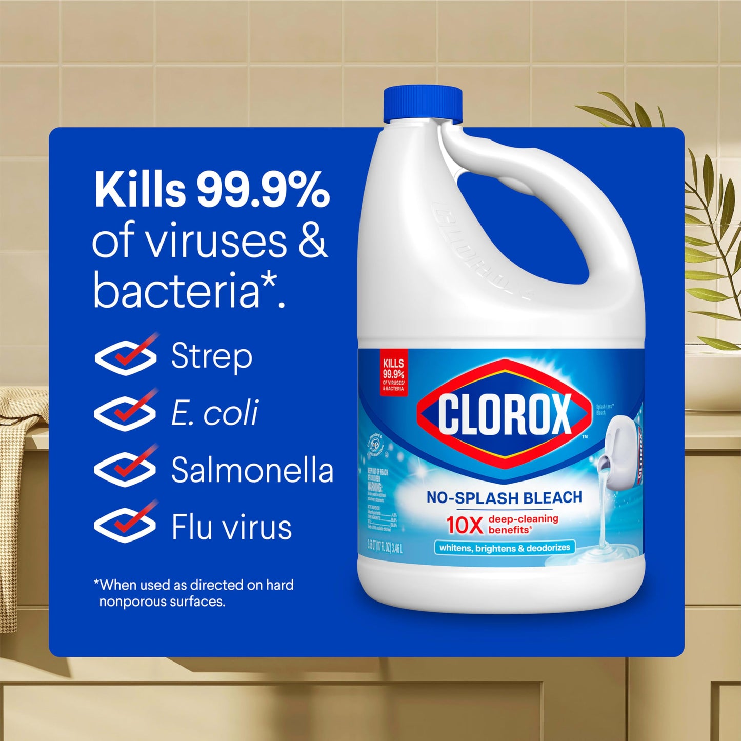 Clorox No Splash Bleach, 117 Fluid Ounces (Package May Vary)