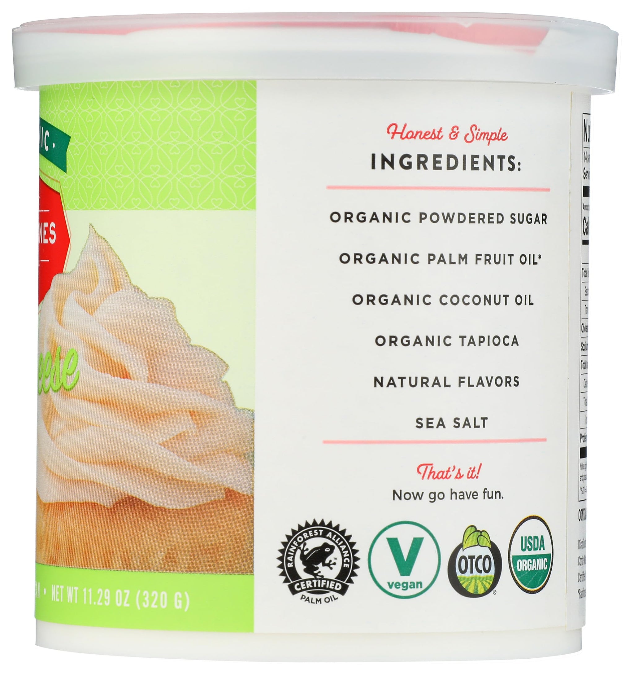 Miss Jones Baking Co Organic Cream Cheese Flavored Frosting, 11.29 OZ