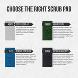 Scrub Doctor 8-Pack of 10 x 4.5 x 1 in. Assorted Large Scrub Pads with Pole Adapter and Handheld Scrub Pad Holder, Set of Light to Strongly Abrasive