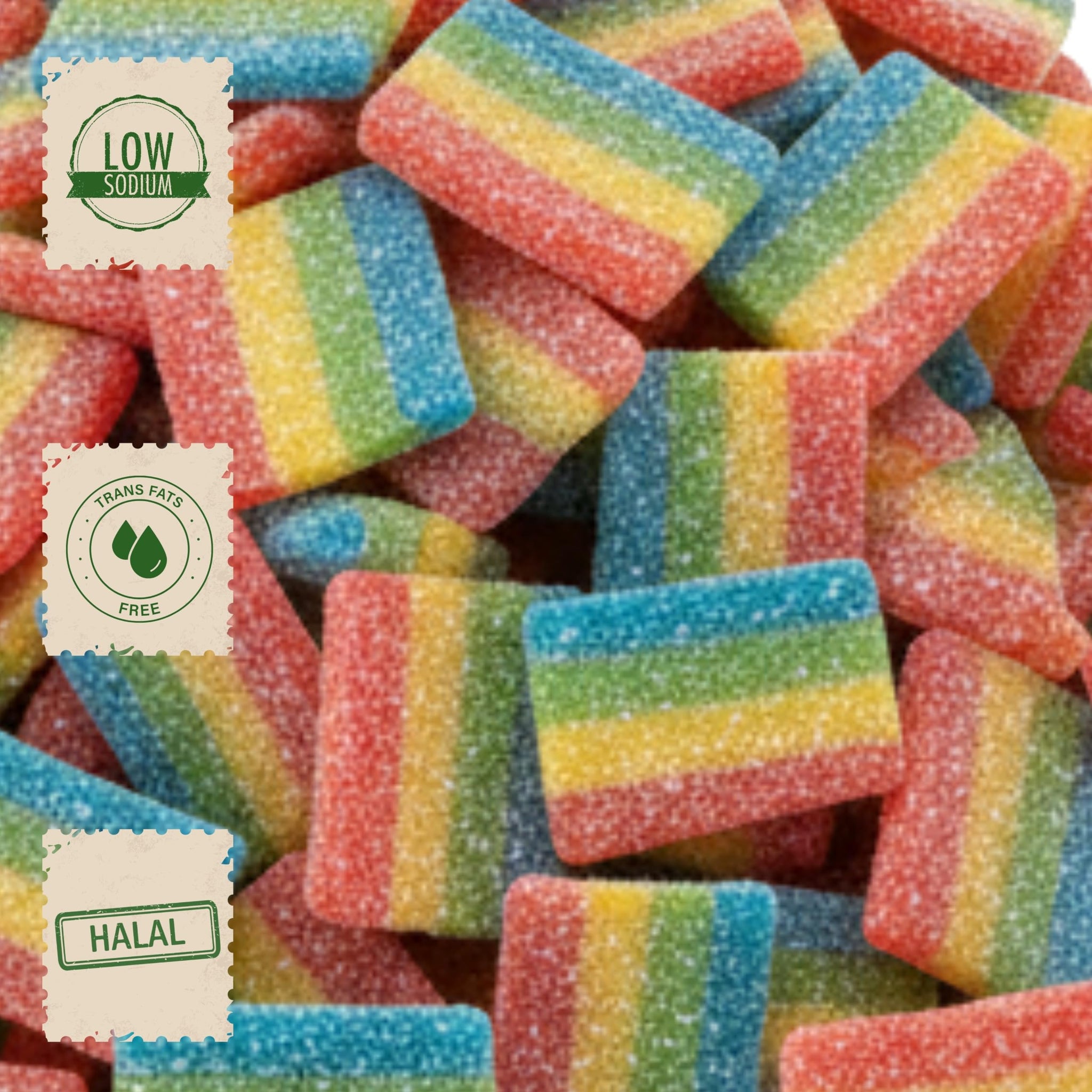 Halal Sour Mini Rainbow Belt Candy Bulk | 5-Pound of Fruity Sour Mini Strips, Colorful Belt Gummy Candy for Parties, Candy Buffets, Goodie Bags