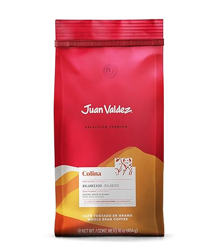 Juan Valdez Colina Whole Bean Coffee, Balanced Roast 16 OZ - Premium Colombian Coffee - Unique “Caracolito” beans produce a coffee of balanced flavor