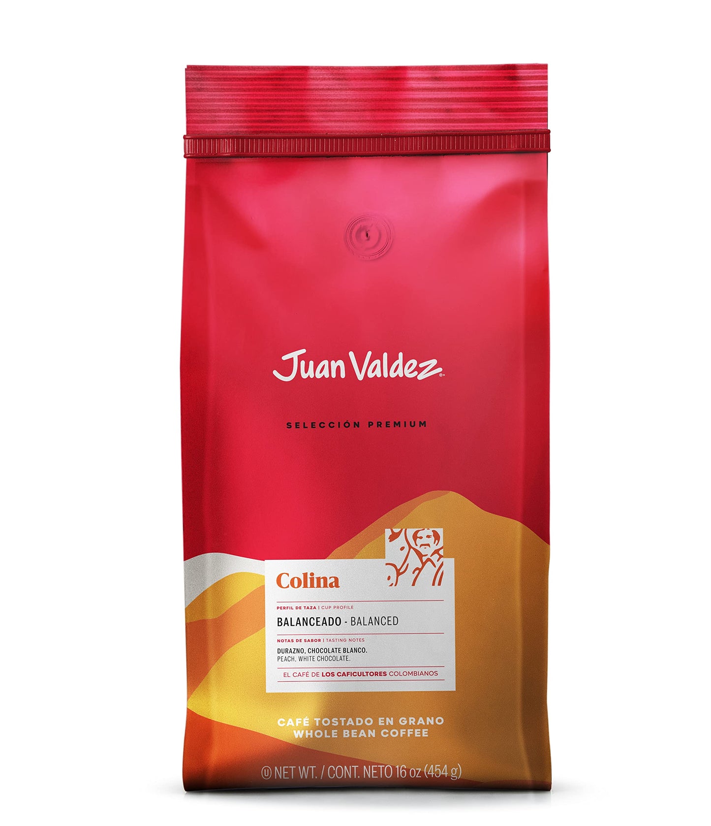 Juan Valdez Colina Whole Bean Coffee, Balanced Roast 16 OZ - Premium Colombian Coffee - Unique “Caracolito” beans produce a coffee of balanced flavor