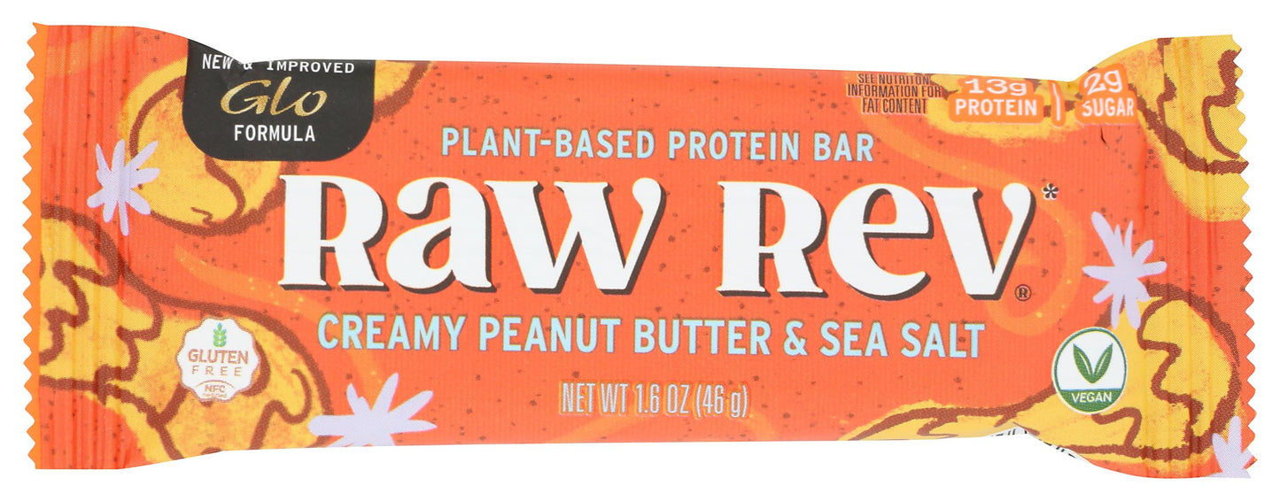 Raw Rev Creamy Peanut Butter Sea Salt Glo Bar, 1.6 OZ