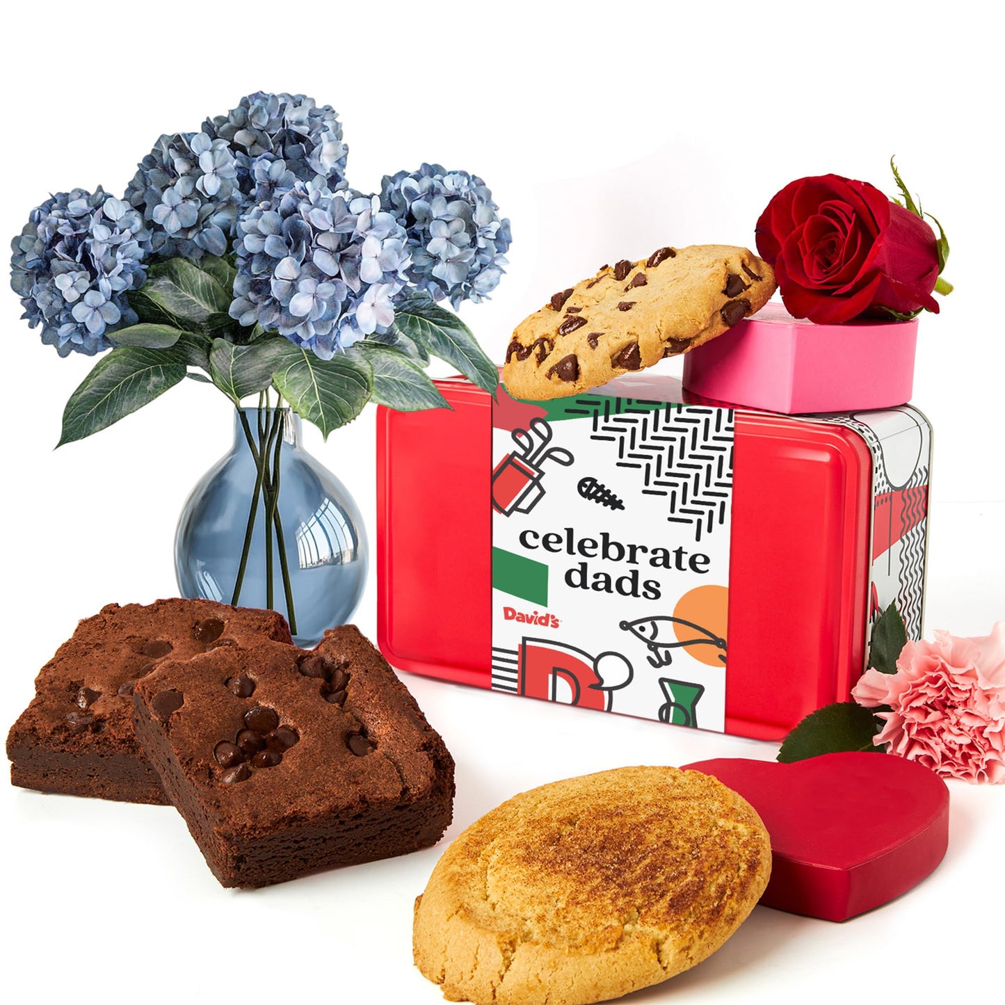 David’s Cookies Father's Day Gluten-Free Cookies and Brownies Gift Tin - Chocolate Chip Cookies and Brownies in Celebrate Dads Sweet Sampler - Gourmet