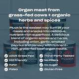 Pluck Zesty Garlic Organ Meat Blend Seasoning | From Grass-Fed & Grass-Finished Pastured Beef Organs with Redmond Real Sea Salt | As Seen on ABC’s