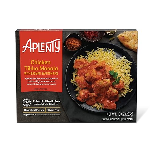 Amazon Brand, Aplenty Chicken Tikka Masala With Basmati Saffron Rice Frozen Box, 10 Oz