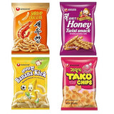 Nongshim Korean Variety Snack Pack, Original Shrimp Crackers, Honey Twist Snack, Banana Kick, Tako Chips, Variety Pack, Snacks for Kids, Sport Event